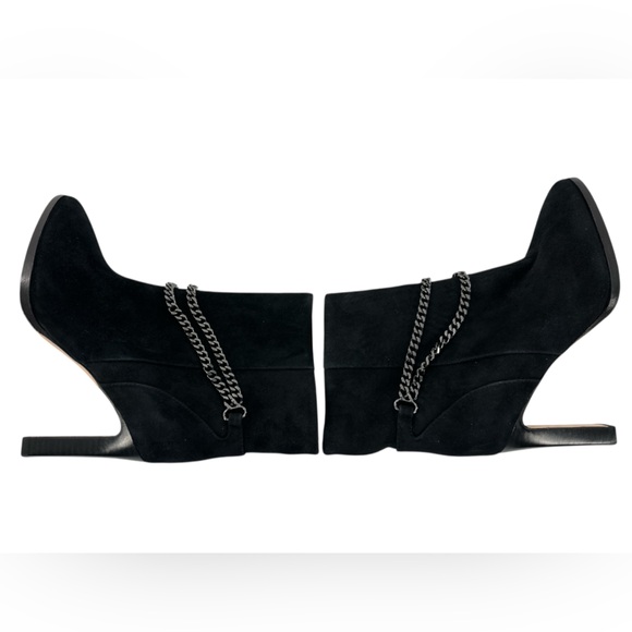 PAIGE Mason Claire Black Suede Chain Detail High Heel Boots Quiet Luxury 6.5 - Picture 5 of 10